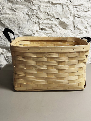 Pickup Only Natural Woven Basket - Black Handle Clothes Basket