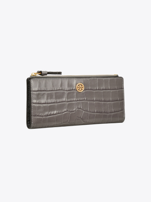 Walker Embossed Zip Slim Wallet