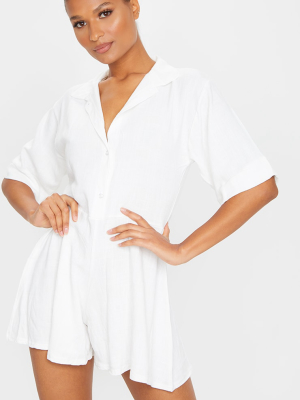 White Oversized Shirt Style Playsuit