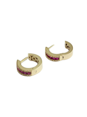 Effy Gemma 14k Yellow Gold Ruby And Diamond Huggie Earrings, 1.76 Tcw