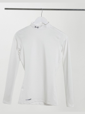 Under Armour Coldgear Long Sleeve Top In White