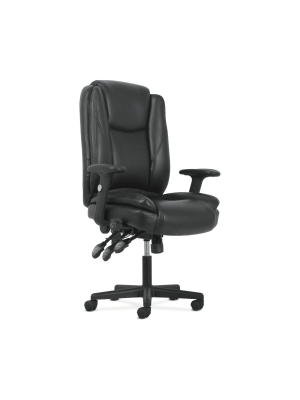 Sadie High Back Ergonomic Swivel Leather Office/computer Chair With Lumbar Support Black - Hon