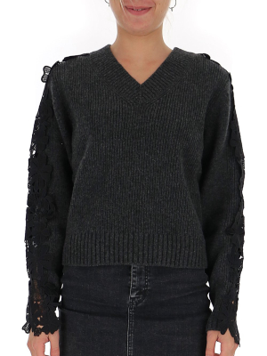 See By Chloé Lace Detail Cropped Sweater