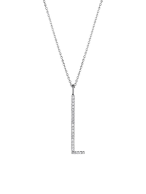 Type Letter "l" Diamond Pendant Necklace