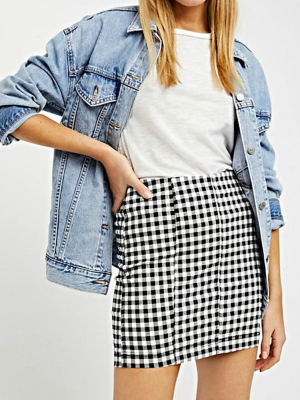 Free People Black Gingham Mini Skirt