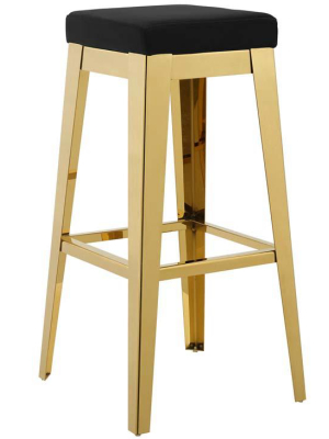 Alain Gold Stainless Steel Upholstered Velvet Bar Stool