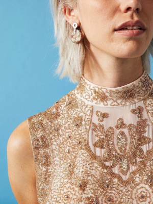 Mosaic By Ali Beaded Cropped Vest - Rose Gold