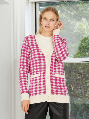 Women's V-neck Check Jacquard Cardigan - Who What Wear™