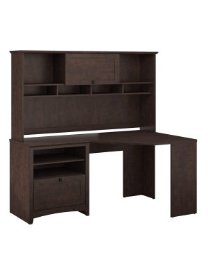 Bush Furniture Buena Vista Corner Desk With Hutch, Madison Cherry Buv008msc