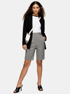 Black And White Houndstooth Bermuda Shorts