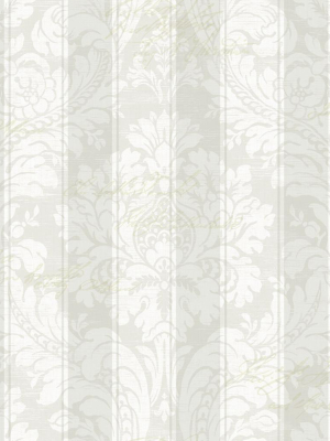 Striped Damask Wallpaper In Dove From The Spring Garden Collection By Wallquest