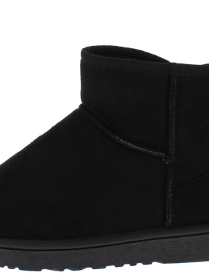 R001011 Black Sherpa Lug Sole Pull On Ankle Boot