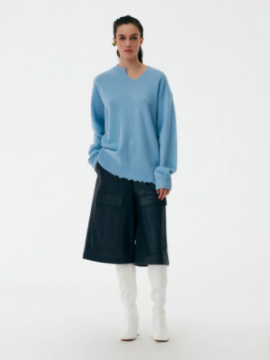 Lambswool Cutout Neck Pullover