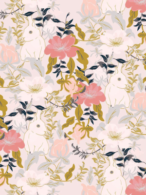 Garden Bunny Wallpaper In Blush From The Wallpaper Republic Collection By Milton & King