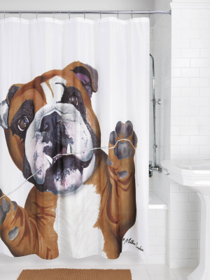 Floss Dog Shower Curtain White/brown - Allure Home Creations