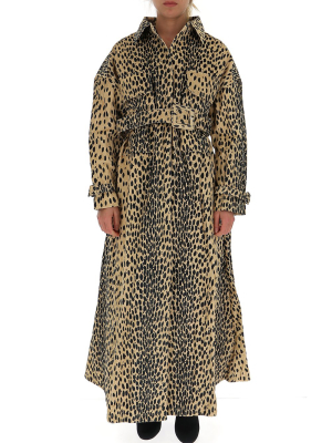 Jacquemus Leopard Print Belted Trench Coat