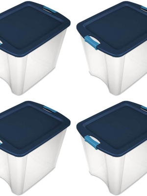 Sterilite 26 Gallon Latch & Carry Plastic Storage Tote Container Box (4 Pack)