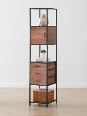 Knox Black Tall Narrow Storage Bookcase