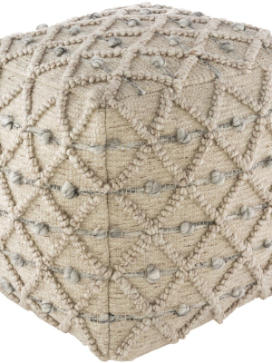 Anders Hand Woven Pouf In Light Gray