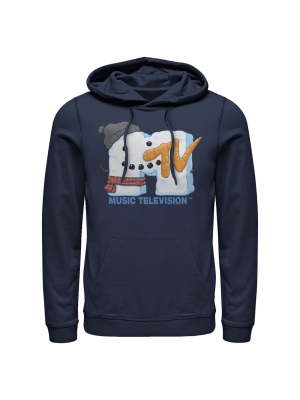 Men's Mtv Christmas Logo Snowman Pull Over Hoodie