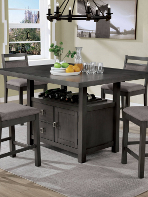 56" Idora Wine Storage Counter Height Dining Table Gray - Homes: Inside + Out