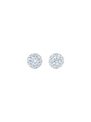 Sunburst Diamond Studs - White Gold