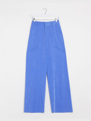 4th + Reckless Wide Leg Tailored Pants In Blue