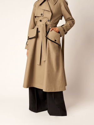Leather-trimmed Cotton-gabardine Trench Coat