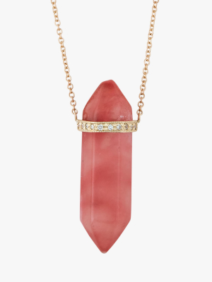 Cherry Quartz Double-point Pendant Necklace