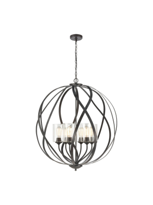 Daisy 6-light Chandelier In Midnight Bronze With Clear Glass