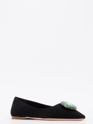 Miu Miu Round Plaque Detail Ballerina Flats