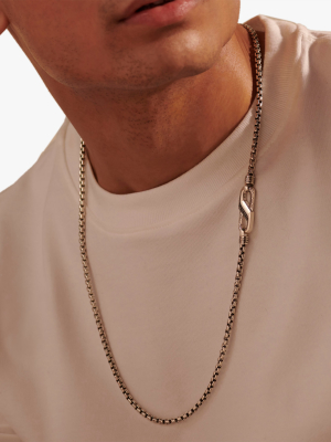 Men's Silver Caribiner Box Chain