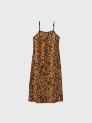 Women's Leopard Print Slip Dress - A New Day™ Brown