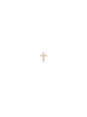 14k Pave Diamond Midi Bitty Cross Stud