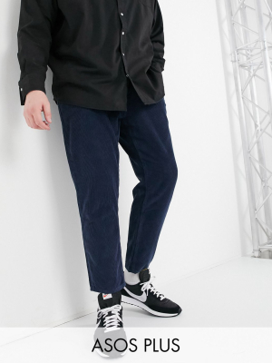 Asos Design Plus Classic Rigid Corduroy Jeans In Navy