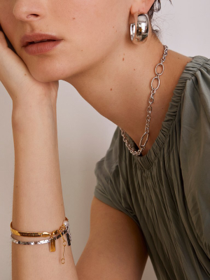 Pearl Herringbone Bracelet/anklet In Gold