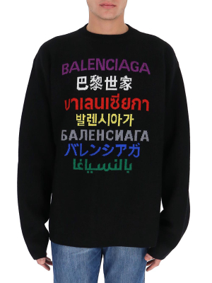 Balenciaga Languages Logo Intarsia Sweater