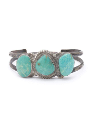 Turquoise 3-stone Cuff Bracelet | Vintage