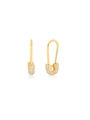 Ef Collection Single Diamond Saftey Pin Earring