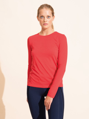 Cecile Long Sleeves Top - Scarlet