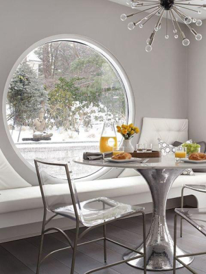 Stockholm Round Dining Table Nickel And White Marble