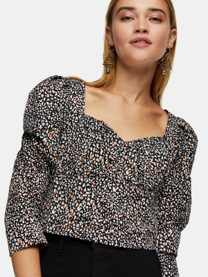 Animal Print Corset Poplin Crop Top