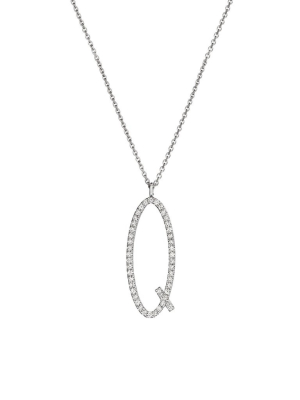 Type Letter "q" Diamond Pendant Necklace