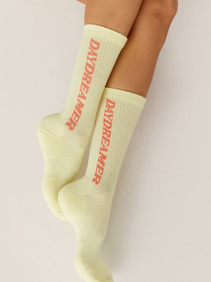 Daydreamer Logo Socks In Tender Yellow