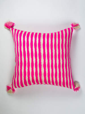 Archive New York Neon Pink Stripe Square Antigua Pillow