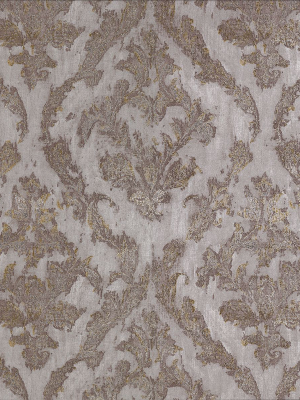 Lyra Damask Wallpaper In Bronze From The Polished Collection By Brewster Home Fashions