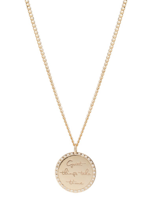 14k Medium Mantra Necklace On Xs Curb Chain