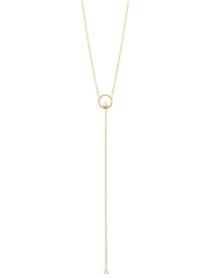 14k Circle Prong Diamond Lariat Necklace