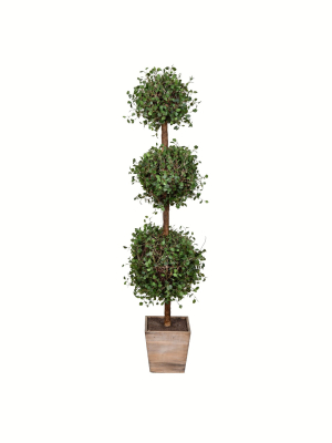 Vickerman Artificial Potted Green Triple Ball Angel Vine Topiary.