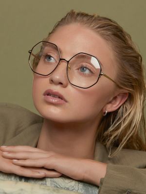 Leif Oversized Optical Frame In Yellow Gold And Black